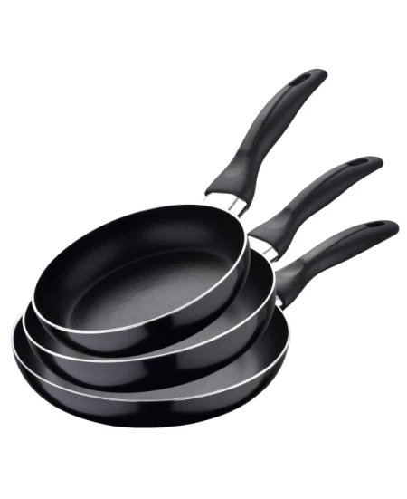 Set Of Pans 3 Pieces Black Aluminium