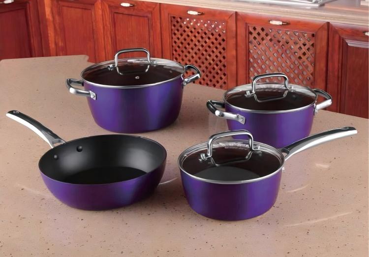  Nonstick Purple 7 Pieces Cookware Set