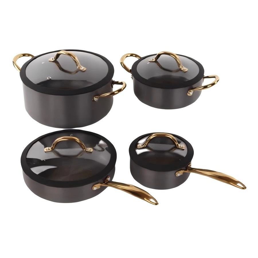 8Pcs Hard Anodized Aluminum Cookware Set
